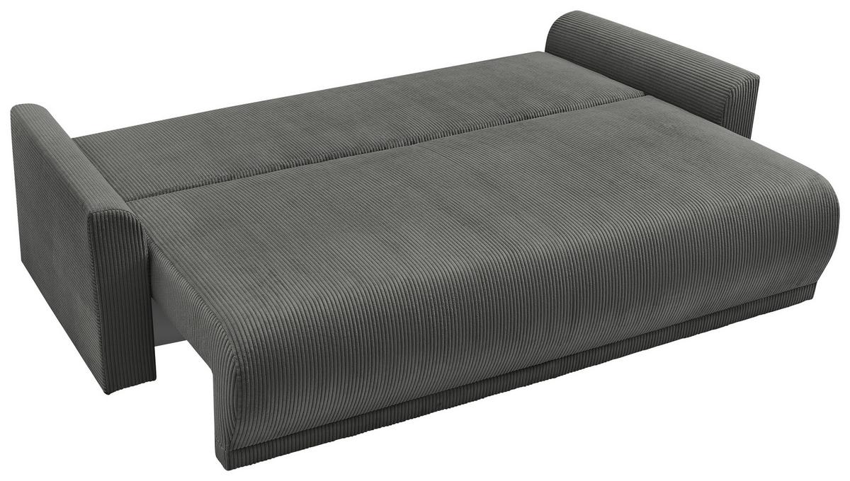 Rozkládací pohovka KIM, tmavě šedý manšestr - tmavě šedá, Moderní, dřevo (234/90/103cm)