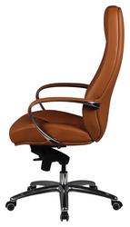 Weiche Polsterung und eleganter Look Hellbrauner Drehstuhl mit Kopfstütze und Armlehnen