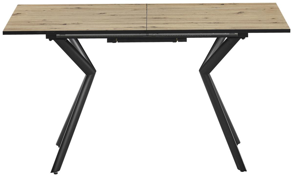 Ausziehtisch Marcel Giga 140AZ Melamin Eiche, B:140-180cm - Eichefarben/Schwarz, MODERN, Holzwerkstoff/Metall (140-180/80/76cm)