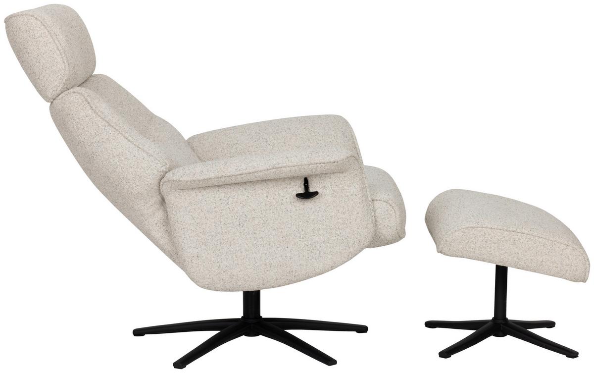 Relaxsesselset Mellow Beige B: 77 cm - Creme/Schwarz, Design, Holz/Textil (77/108/81cm) - Livetastic