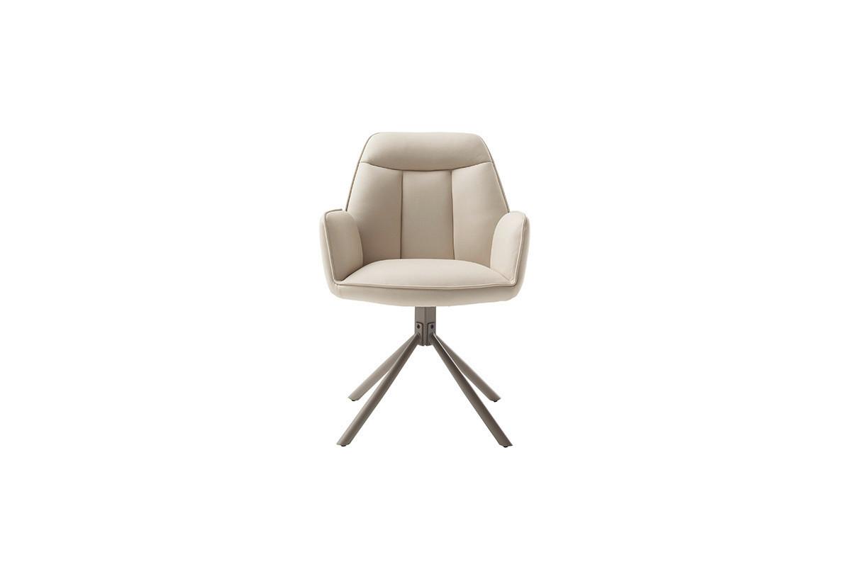Armlehnstuhl Rafaela Creme B: 62 cm 180° drehbar - Taupe/Creme, Trend, Textil/Metall (62/89/64cm)