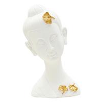 Skulptur Buddha A Weiß Goldfarben B: 21,5 cm - Goldfarben/Weiß, Basics, Kunststoff (21.5/35/16cm)