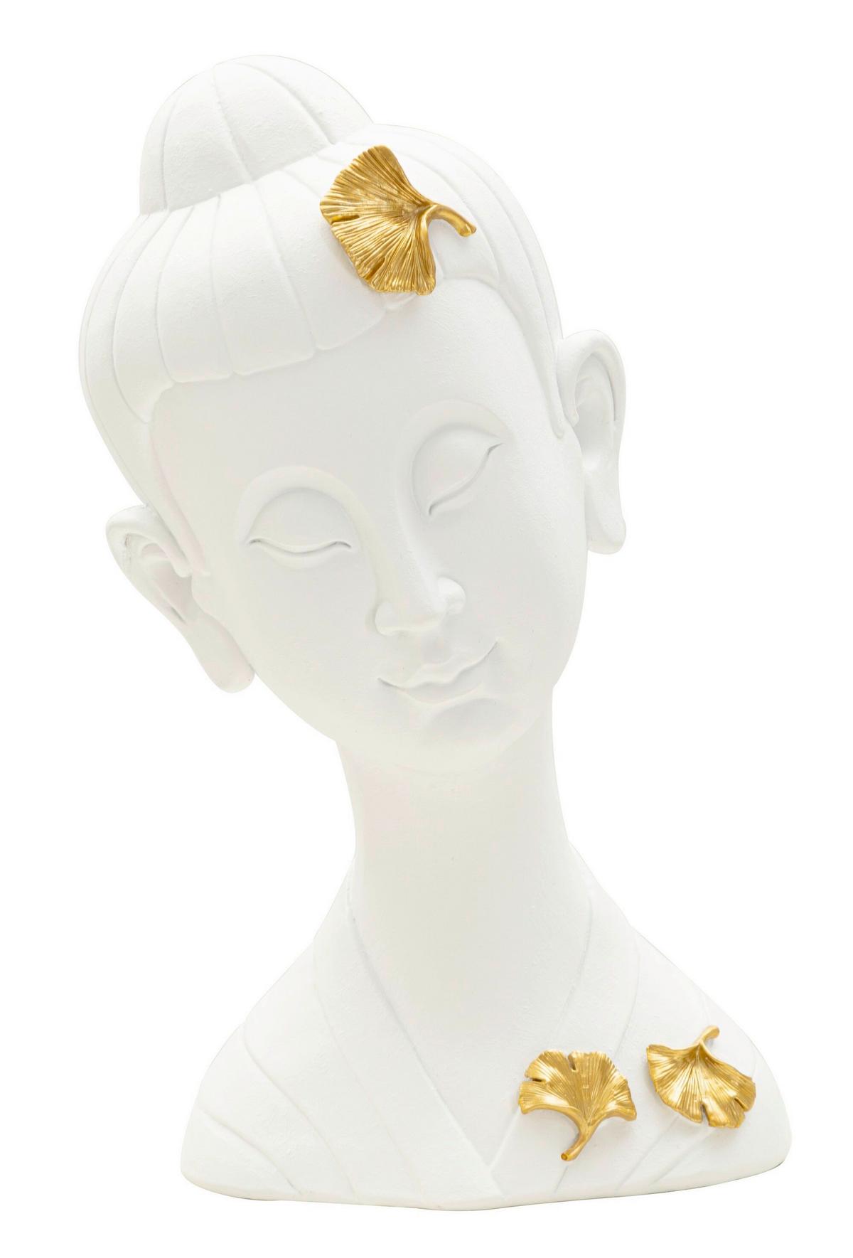 Skulptur Buddha A Weiß Goldfarben B: 21,5 cm - Goldfarben/Weiß, Basics, Kunststoff (21.5/35/16cm)