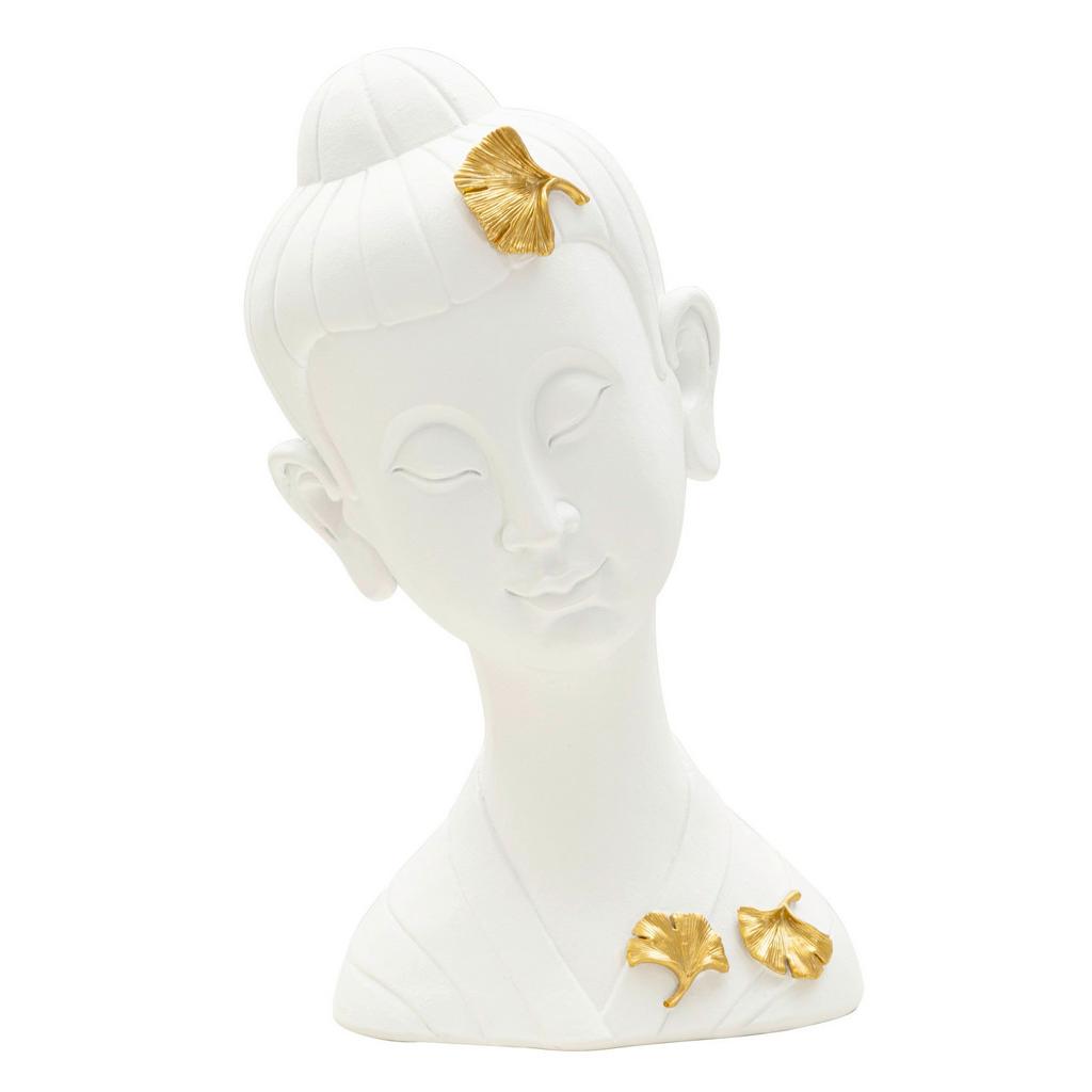 Skulptur Buddha A Weiß Goldfarben B: 21,5 cm