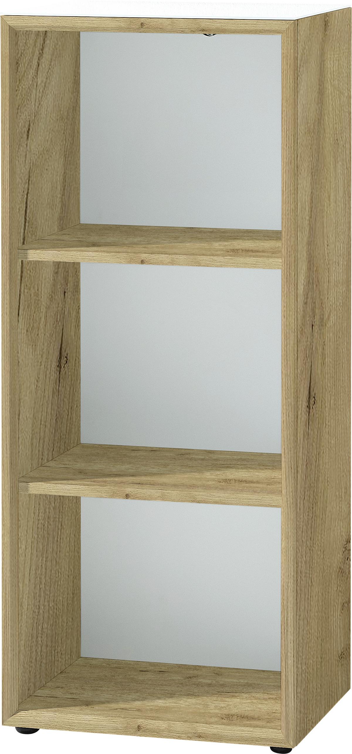 Aktenregal Gw-Monteria Weiß/Eiche Dekor - Eichefarben/Schwarz, MODERN, Glas/Holzwerkstoff (50/120/37cm) - Germania
