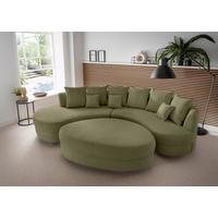 Wohnlandschaft Limoncello Olivgrün S: 300x160 cm - Schwarz/Olivgrün, Design, Textil (300/160cm) - Livetastic