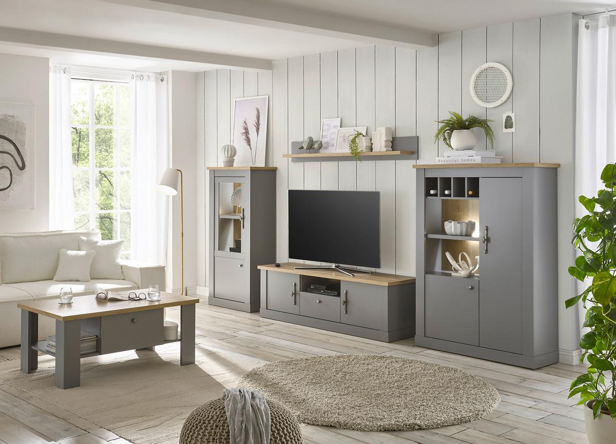 Couchtisch Chambord Hellgrau/Eiche Dekor B: 107cm - Eichefarben/Hellgrau, Design, Holzwerkstoff (107/46/67cm) - MID.YOU