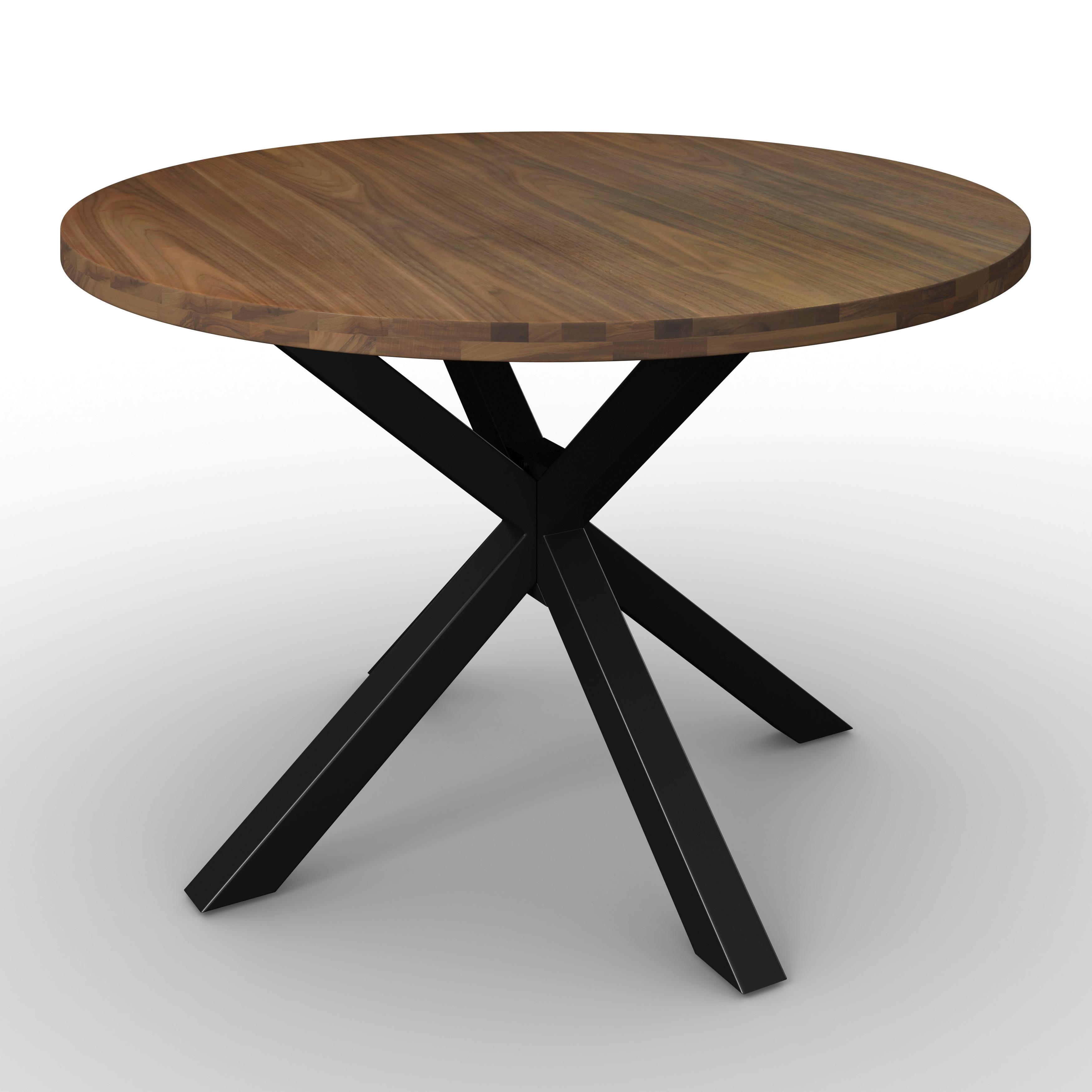 Jedálenský stôl Rene, P: 120 cm - čierna/farba akácie, Modern, kov/drevo (120/76cm) - Bessagi Home