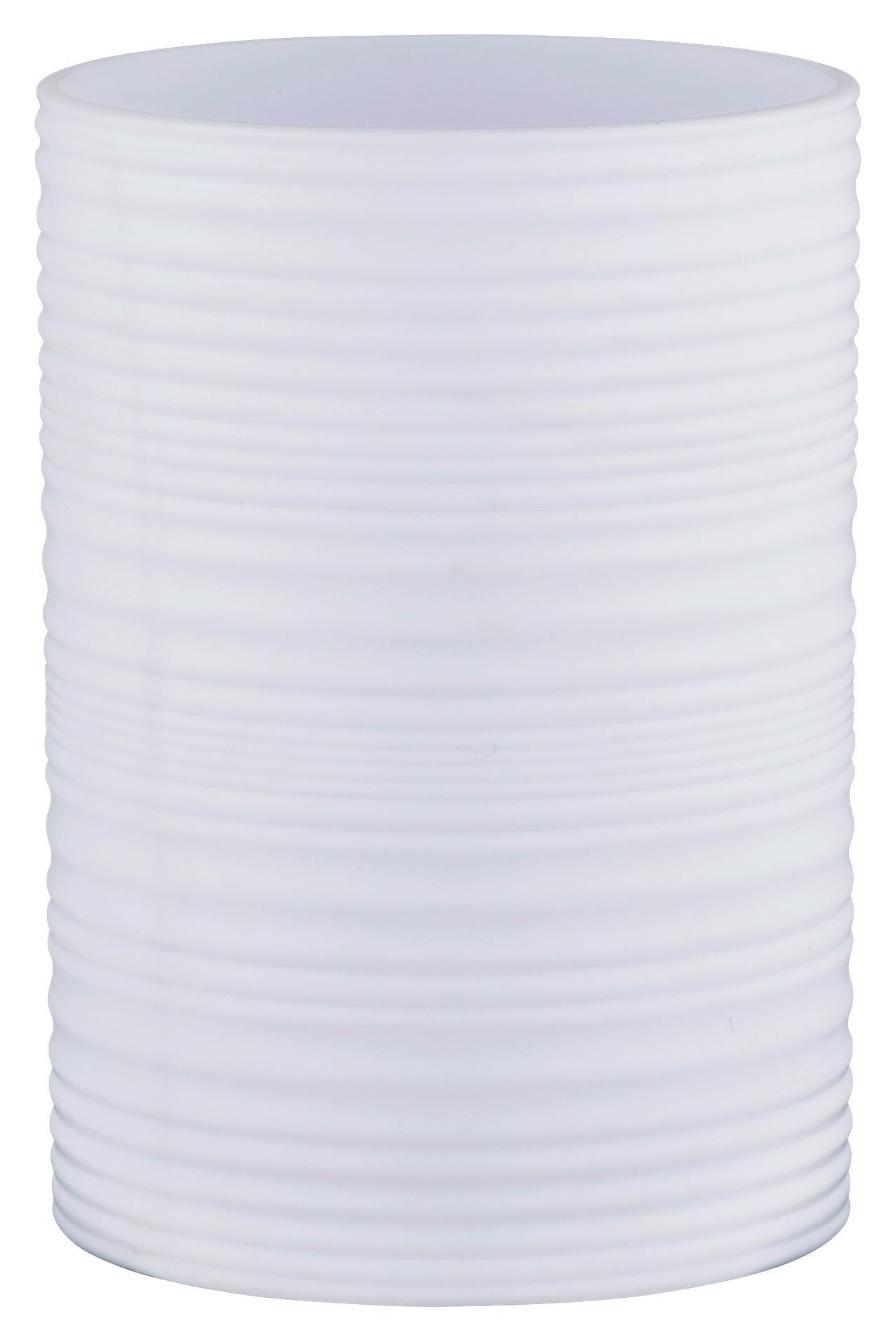 Zahnputzbecher Lyon Weiß B: 7,5 cm - Weiß, Trend, Kunststoff (7,5/10,5/7,5cm)