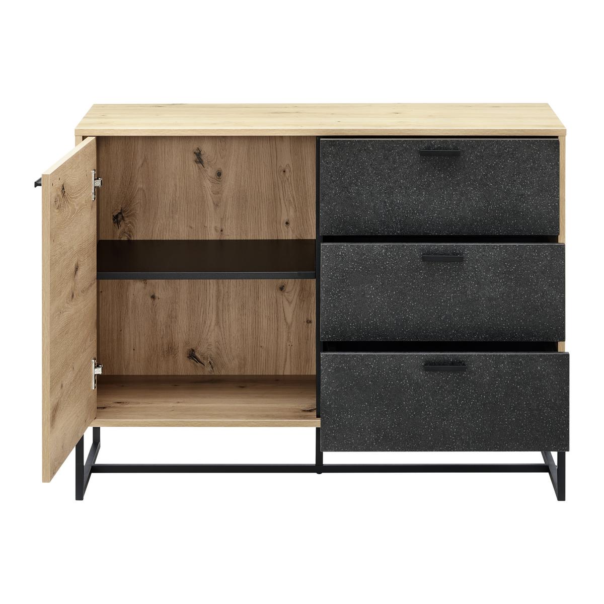 Komoda FOSCA - černá/barvy dubu, Moderní, kov (100/76/40cm) - Bessagi Home