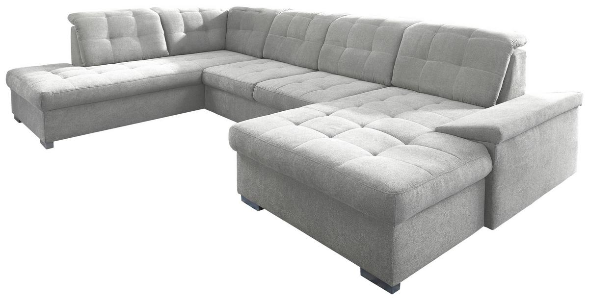 Wohnlandschaft Zira Mit Schlaffunktion Silberfarben - Chromfarben/Silberfarben, Design, Textil (212/330/169cm) - Livetastic