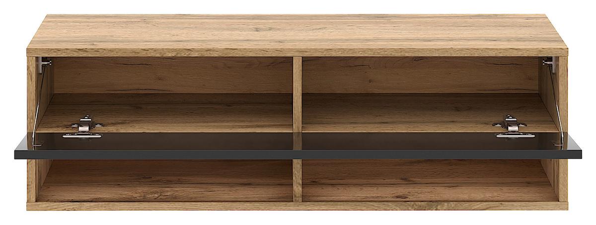 Lowboard Derby 100 - Schwarz Hochglanz/Eiche Wotan, Design, Holzwerkstoff (100/31,5/32,5cm) - Livetastic