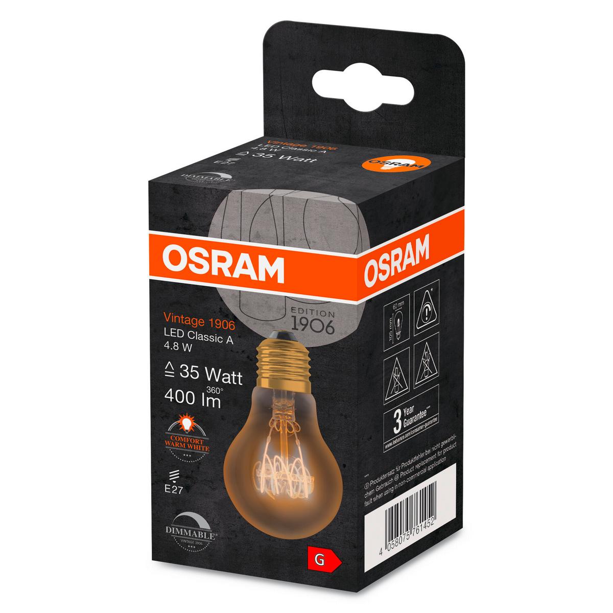 LED-Leuchtmittel Vintage 1906 Led Dim35 4.8w/22 - Goldfarben, Basics, Glas (6/10,5cm) - Ledvance