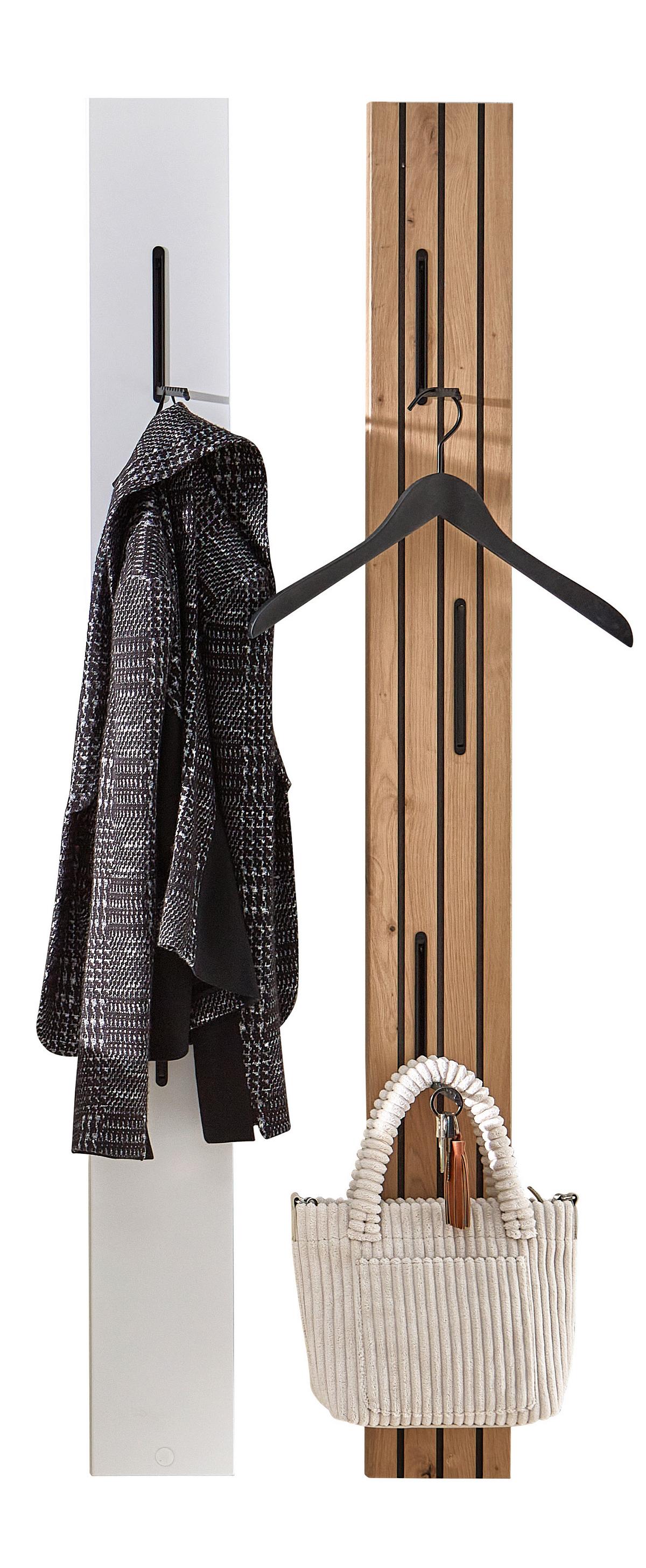 Garderobe Fresno Weiß/Eiche Artisan, B: 222 cm - Schwarz/Weiß, Design, Glas/Holzwerkstoff (222/180/34cm) - Livetastic