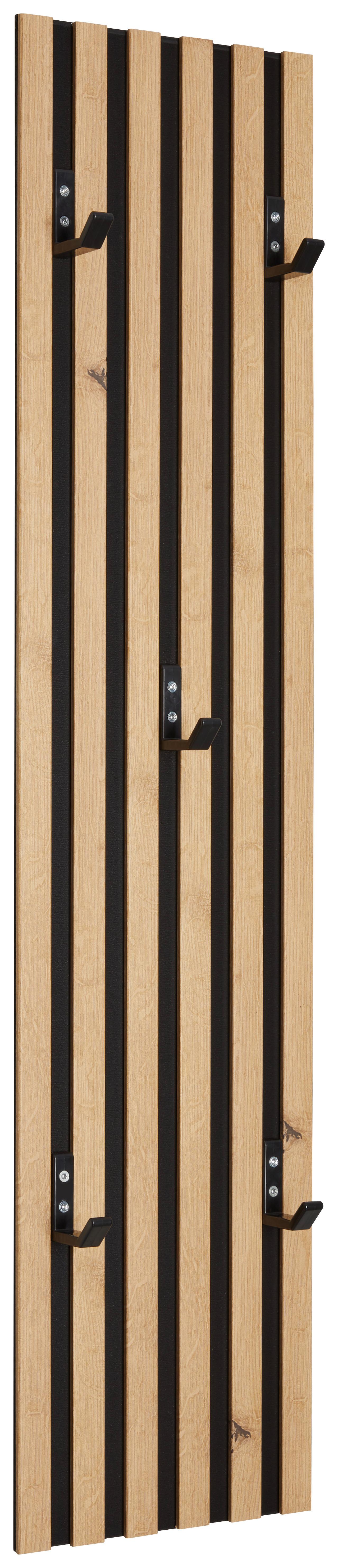 Garderobenpaneel Alvorakustik Eichefarben B: 23,5 cm - Eichefarben/Schwarz, Trend, Holzwerkstoff (23,5/100/8,3cm)
