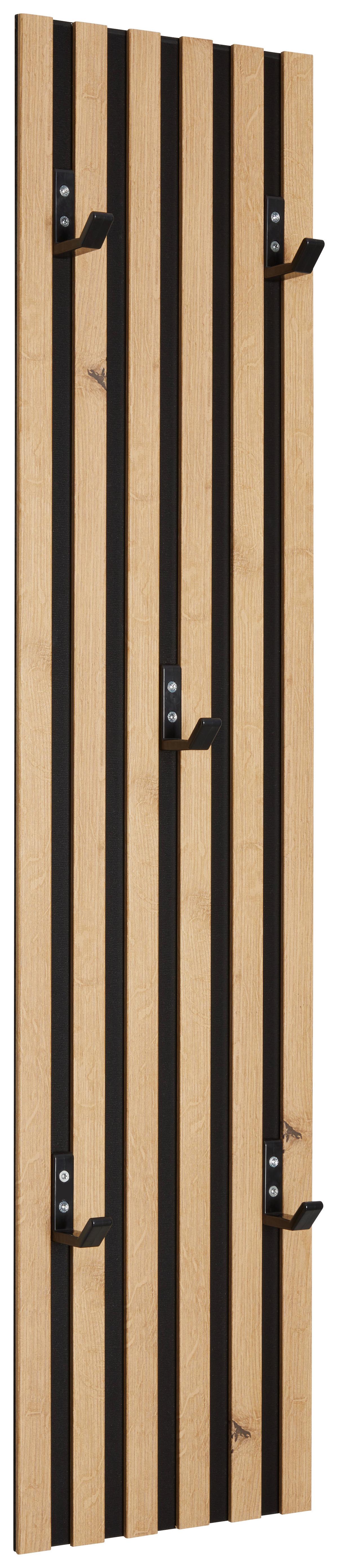 Garderobenpaneel Alvorakustik Eichefarben B: 23,5 Cm - Eichefarben/Schwarz, Trend, Holzwerkstoff (23,5/100/8,3cm)