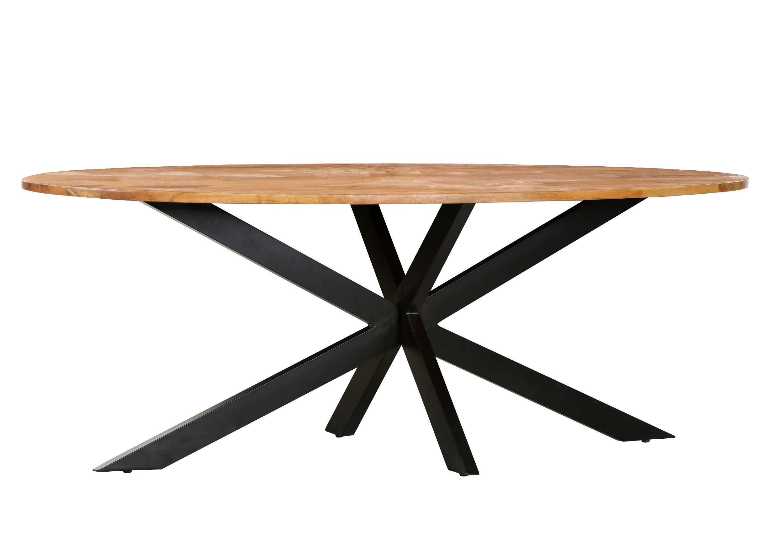 Esstisch Chuck - Schwarz/Naturfarben, Design, Holz/Metall (210/100/73,5cm) - Livetastic