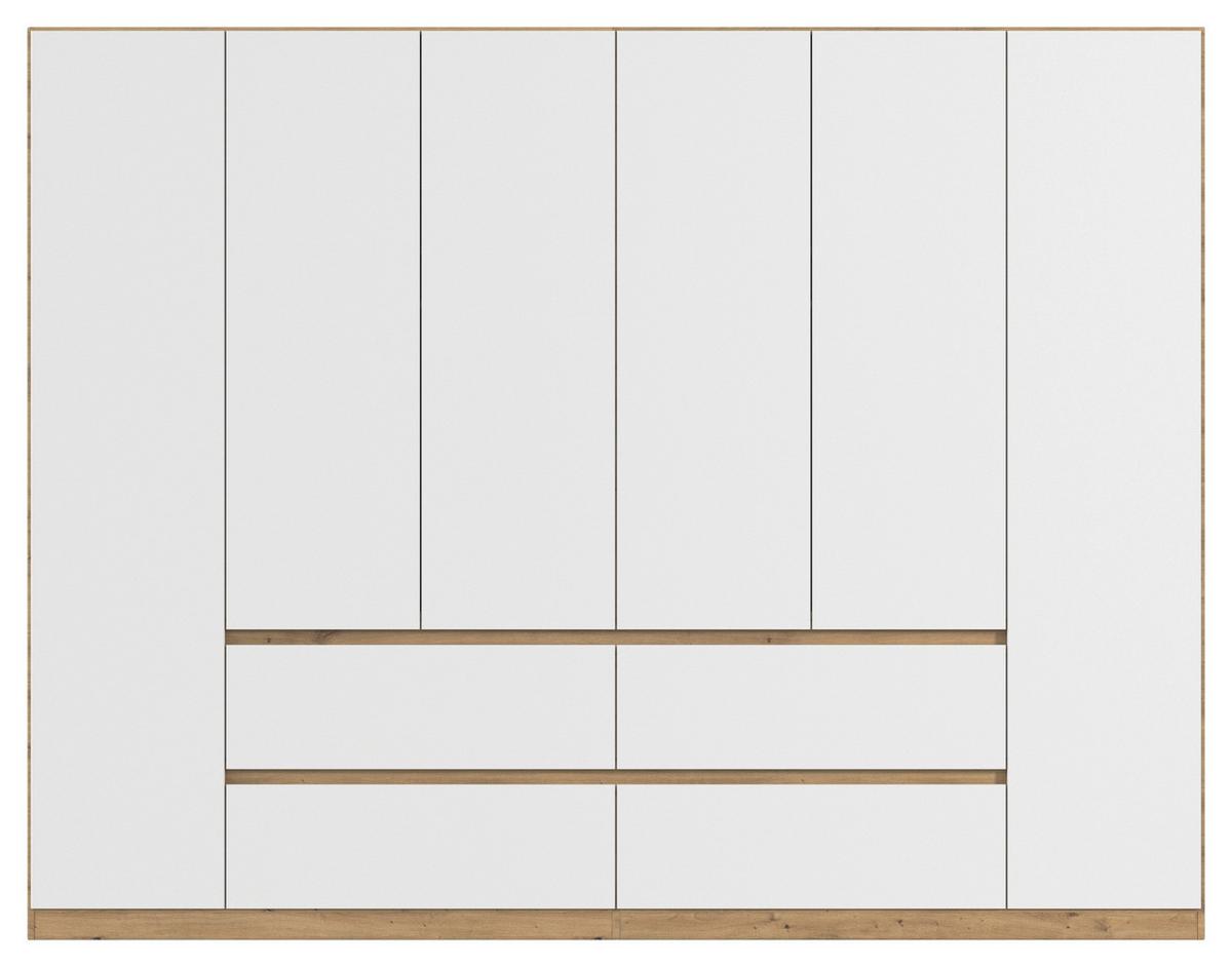 Drehtürenschrank Mainz Eiche Artisan B: 271 cm - Weiß/Eiche Artisan, Basics, Holzwerkstoff (271/210/54cm) - Rauch Möbel