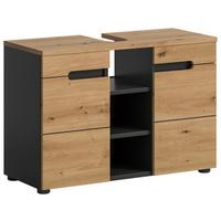 Waschbeckenunterschrank Canu Eiche Artisan Dekor Dunkelgrau - Dunkelgrau/Schwarz, MODERN, Holzwerkstoff (80/55/34cm) - MID.YOU