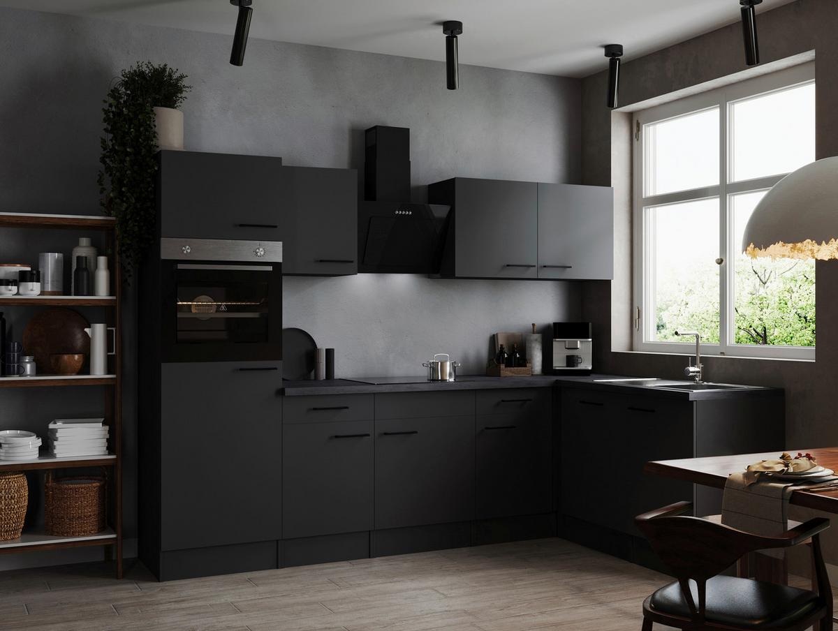 Eckküche Oliver Dunkelgrau S: 280x172cm - Dunkelgrau/Grau, Design, Holzwerkstoff (280/172cm) - Respekta