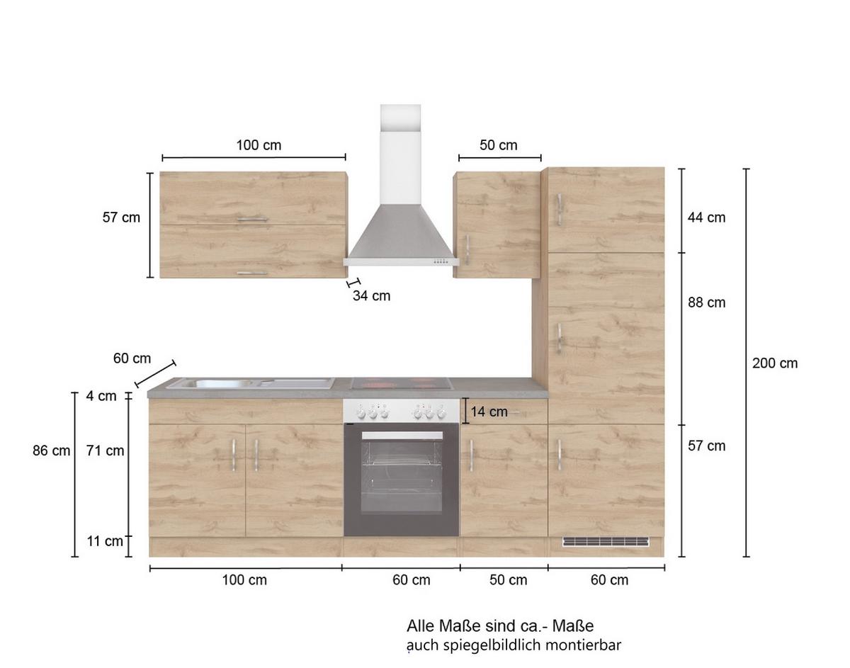 Küchenzeile Sorrento Mit Geräten B: 270 cm Anthrazit - Eichefarben/Anthrazit, MODERN, Holzwerkstoff (270/200/60cm) - Held