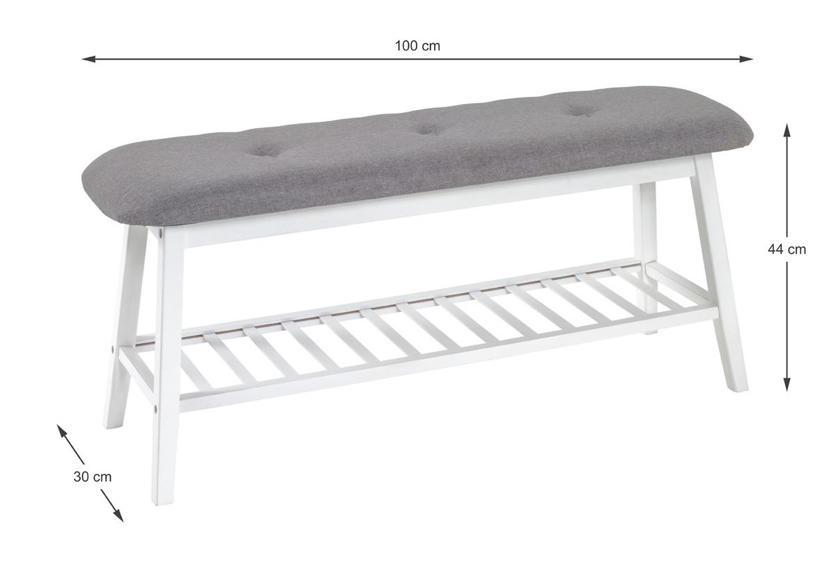 Lavica NICOLE sivá/biela - sivá/biela, Basics, textil/prírodné materiály (100/44/30cm)