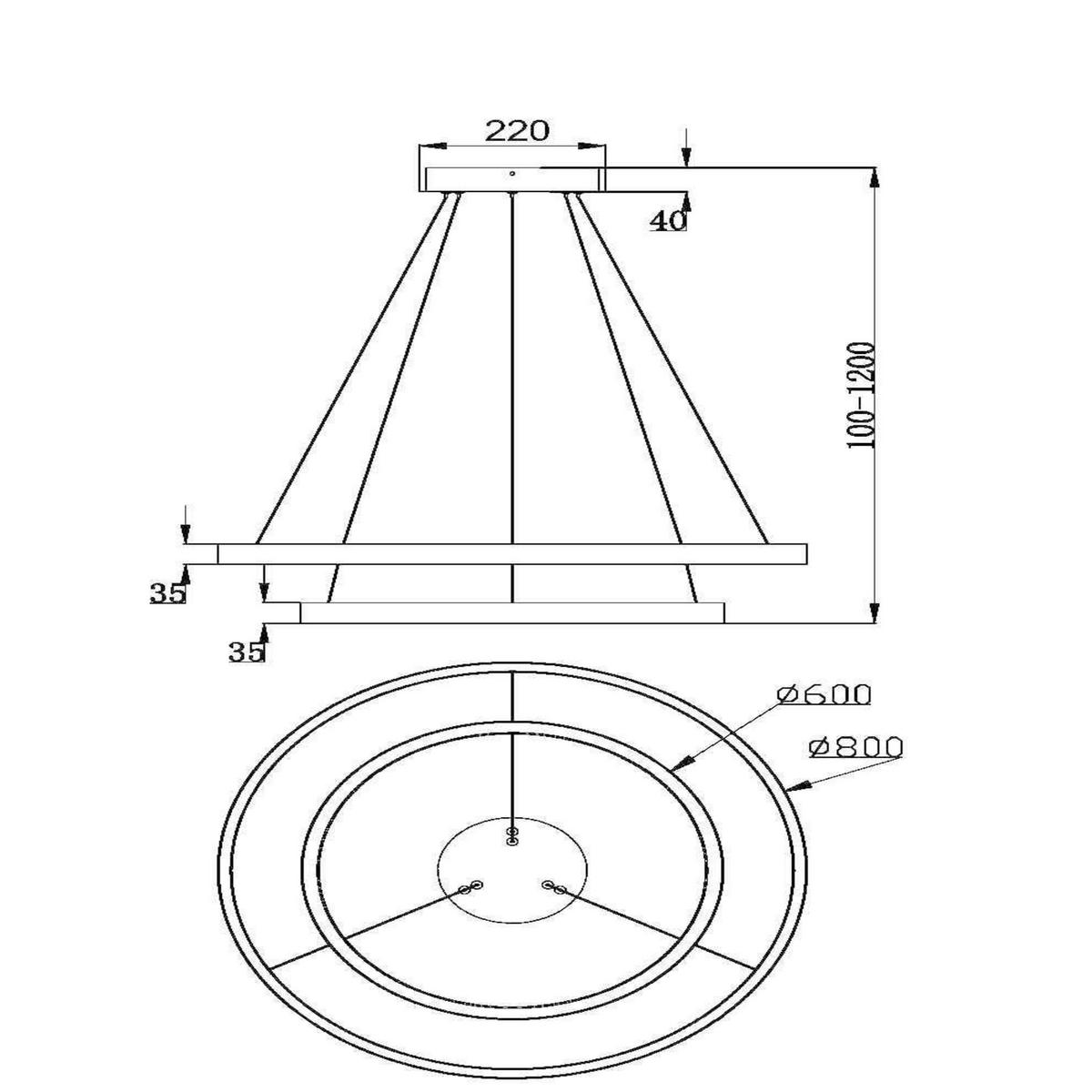 Pendelleuchte Rim - Schwarz, Basics, Metall (80/100/80cm) - MAYTONI