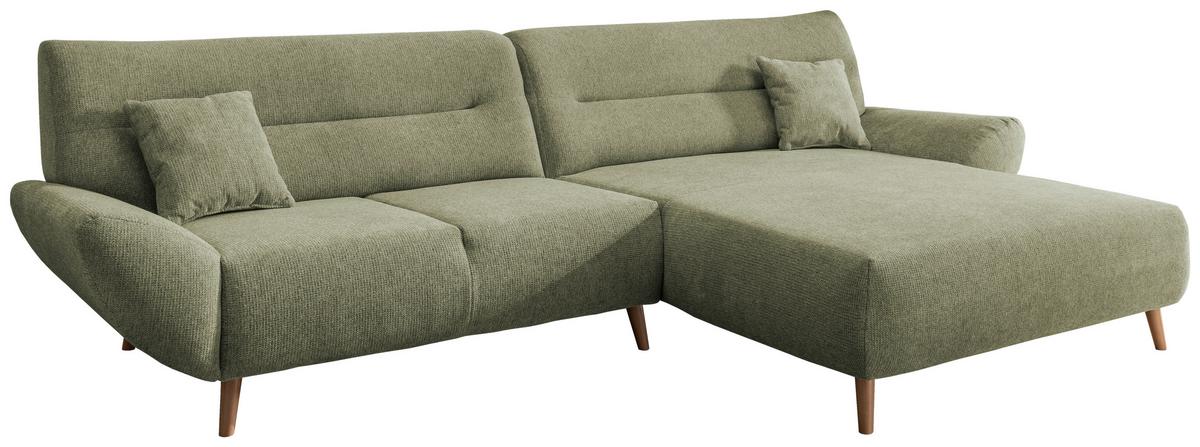 Ecksofa Drago Grün S: 290/166 cm - Wildeiche/Grün, MODERN, Holz/Textil (290/166cm) - MID.YOU