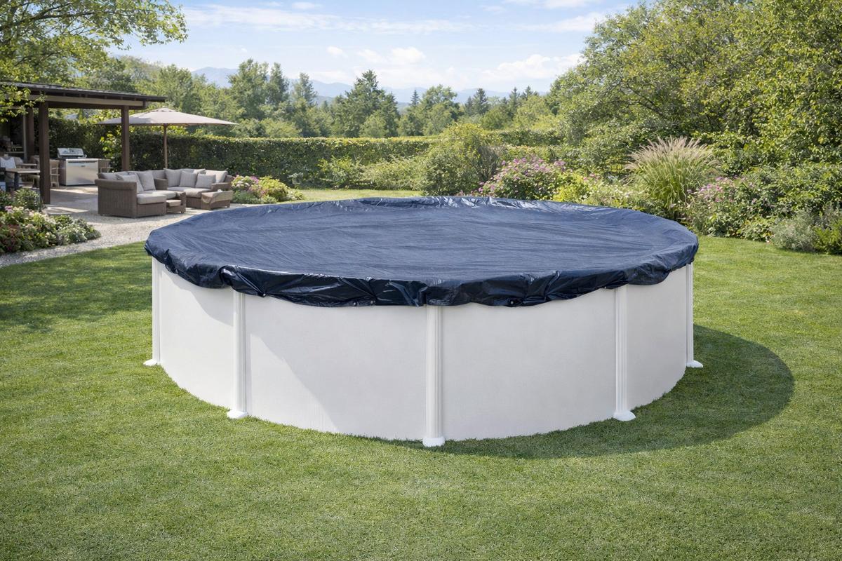 Poolabdeckplane Abdeckplane Ø 360cm - Schwarz/Grau, Basics, Kunststoff (360cm)