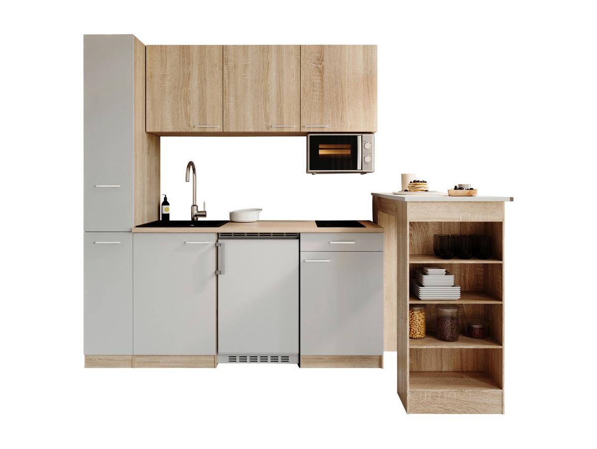 Küchenblock Ingrid Weiß/Eichefarben B: 180cm - Eichefarben/Weiß, Design, Holzwerkstoff (180cm) - Respekta