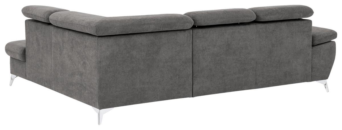 Ecksofa Mit Schlaffunktion Gisele Und Bettkasten Grau - Chromfarben/Grau, KONVENTIONELL, Textil (256/209cm) - Livetastic