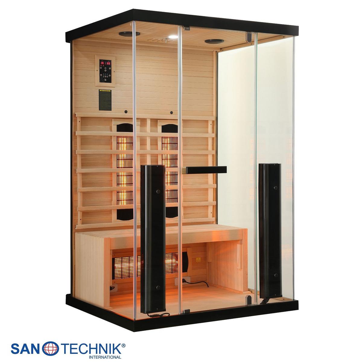 Infrarotkabine, für 2 Personen 5 Vollspektrumstrahler - Basics, Holz (125/190/100cm) - Sanotechnik