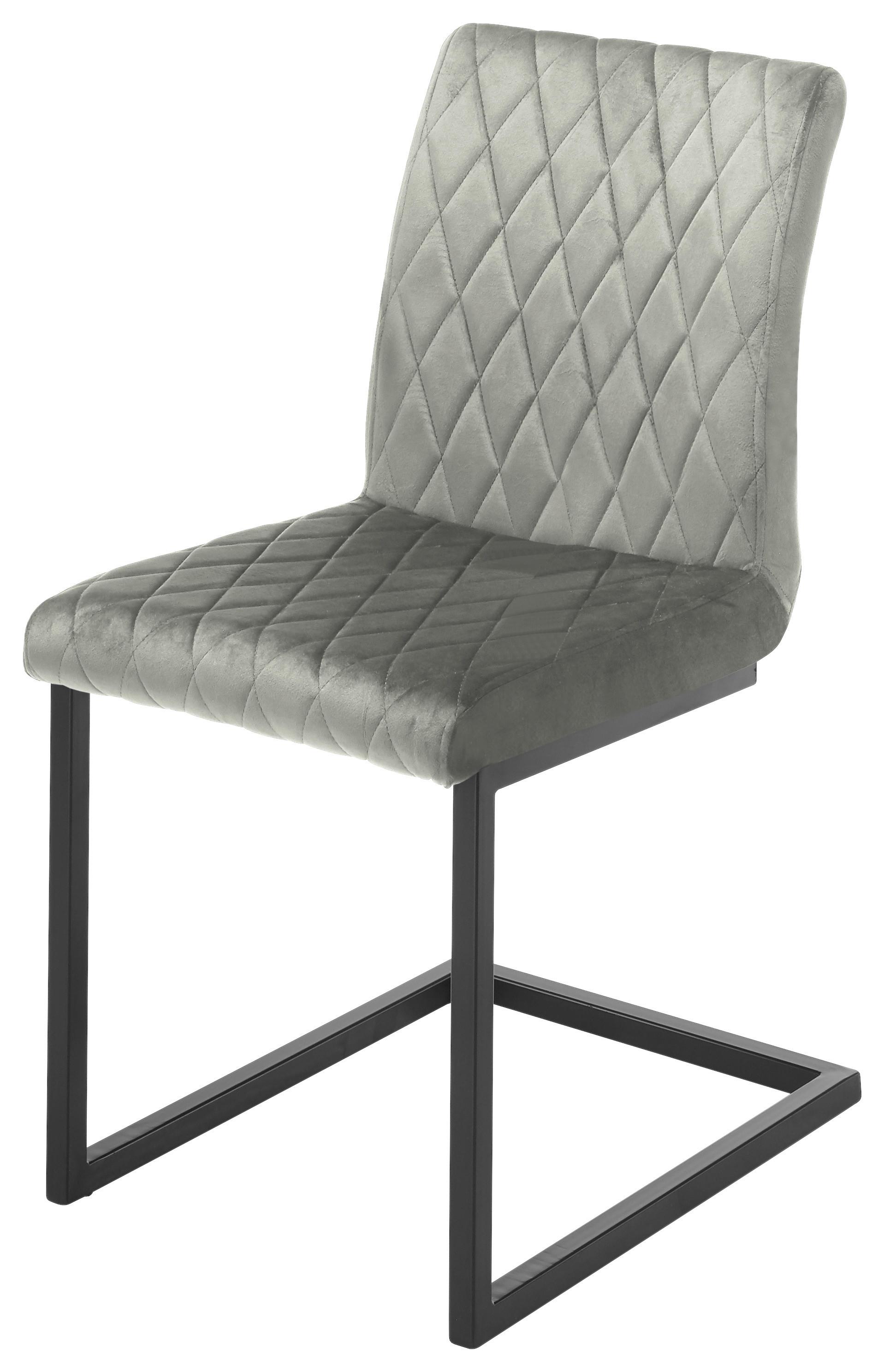 Schwingstuhl KIan grau gepolstert - Schwarz/Grau, MODERN, Textil/Metall (47/86/63cm) - MID.YOU