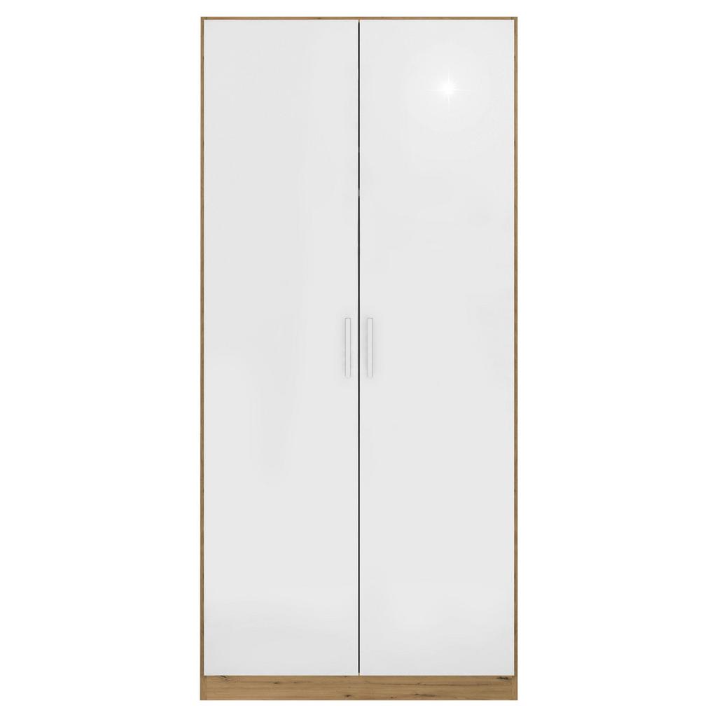 Drehtürenschrank B: 91 cm Berlin Weiß/Eiche Dekor