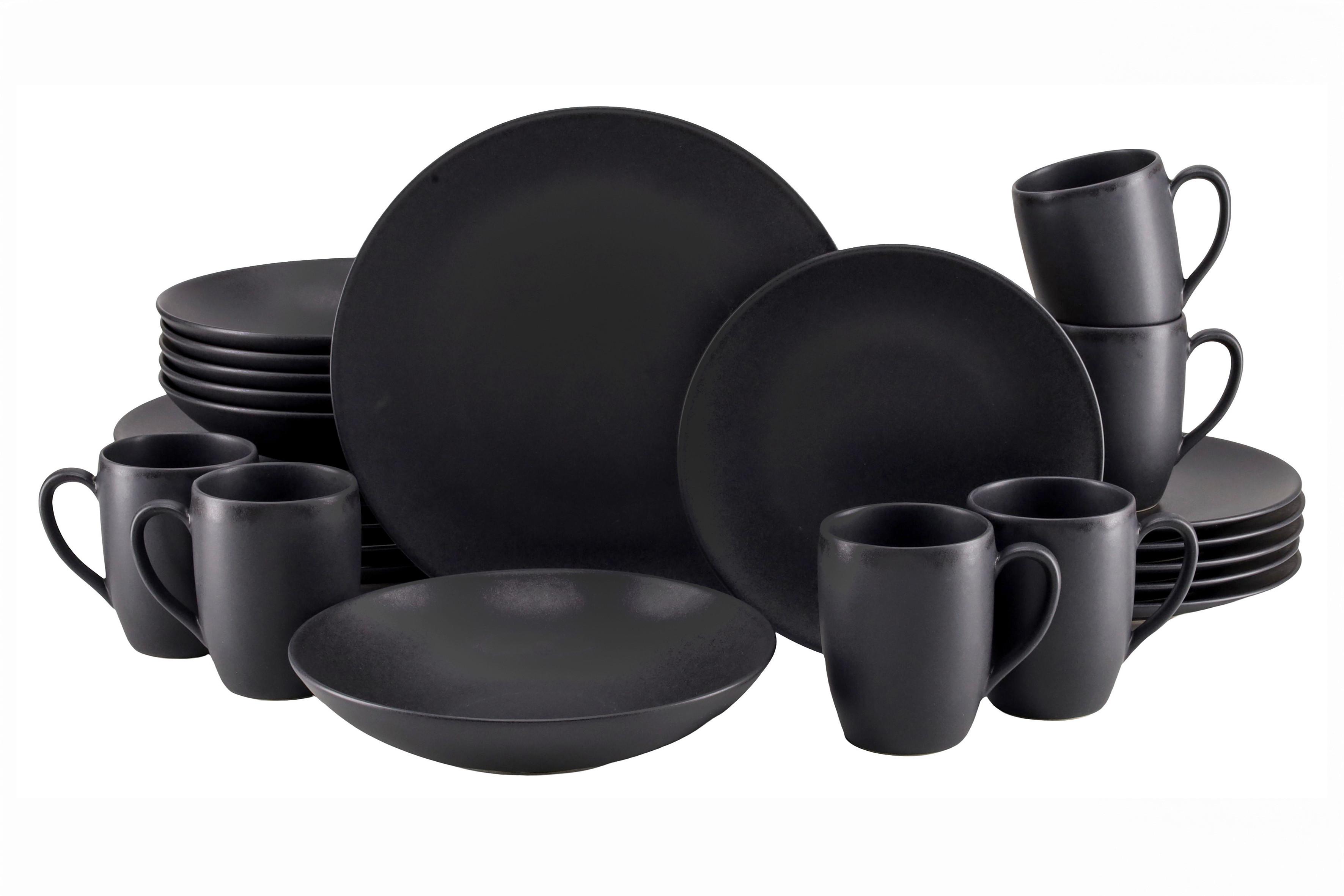 Kombiserviceset Soft Steinzeug, Schwarz, 24 -Teilig. - Schwarz, Basics, Keramik - Creatable