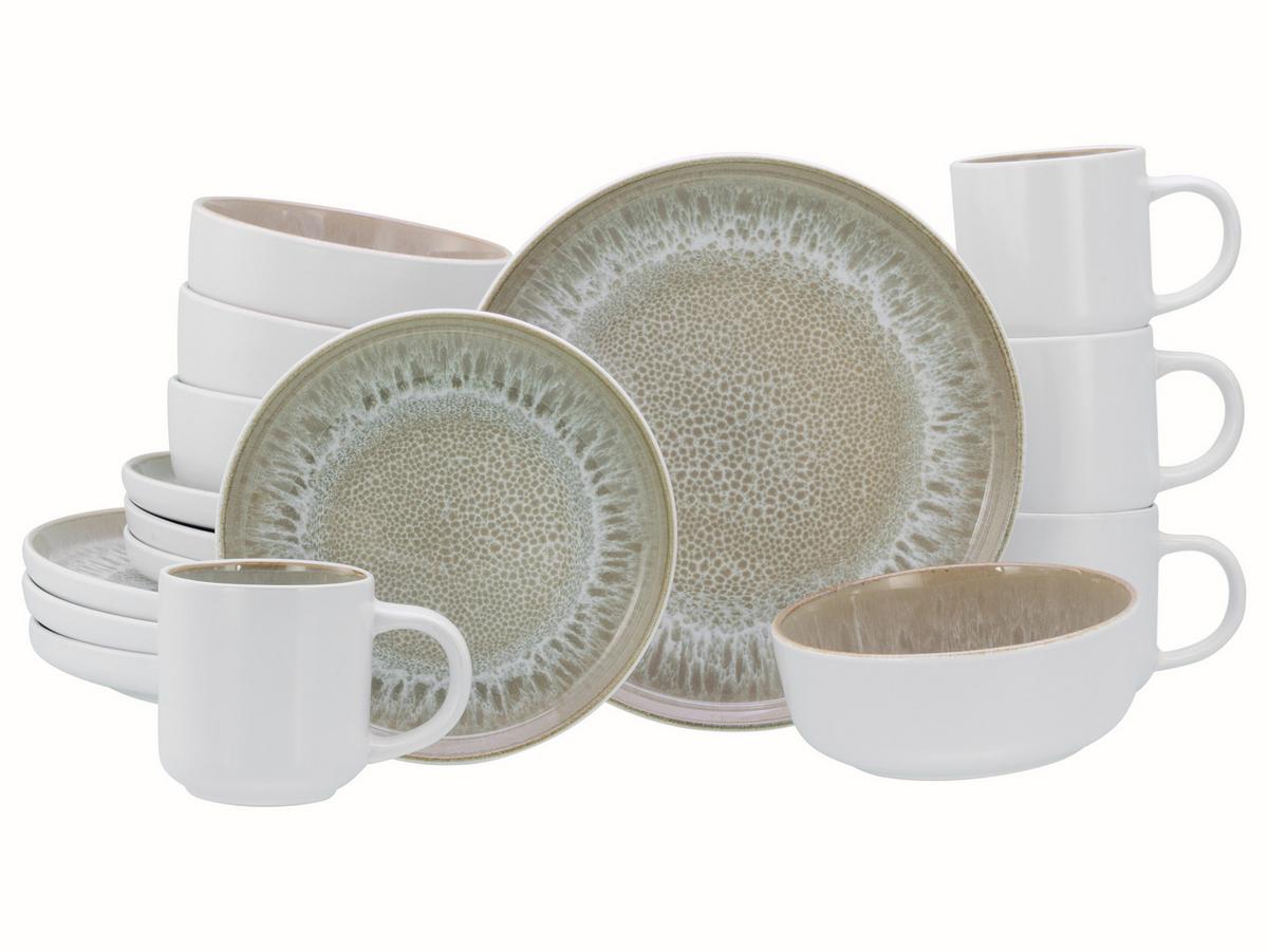 Kombiservice Nordic Fjord Weiß/Beige, 4 Pers., 16-teilig - Beige/Weiß, Basics, Keramik - Creatable