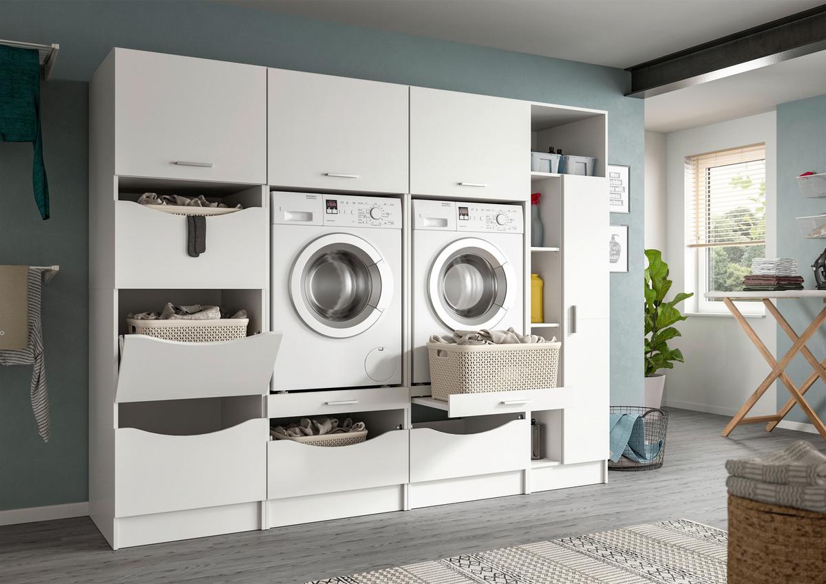 Prádelna Free bílá - bílá, Basics, kompozitní dřevo (233/195/68cm) - MID.YOU