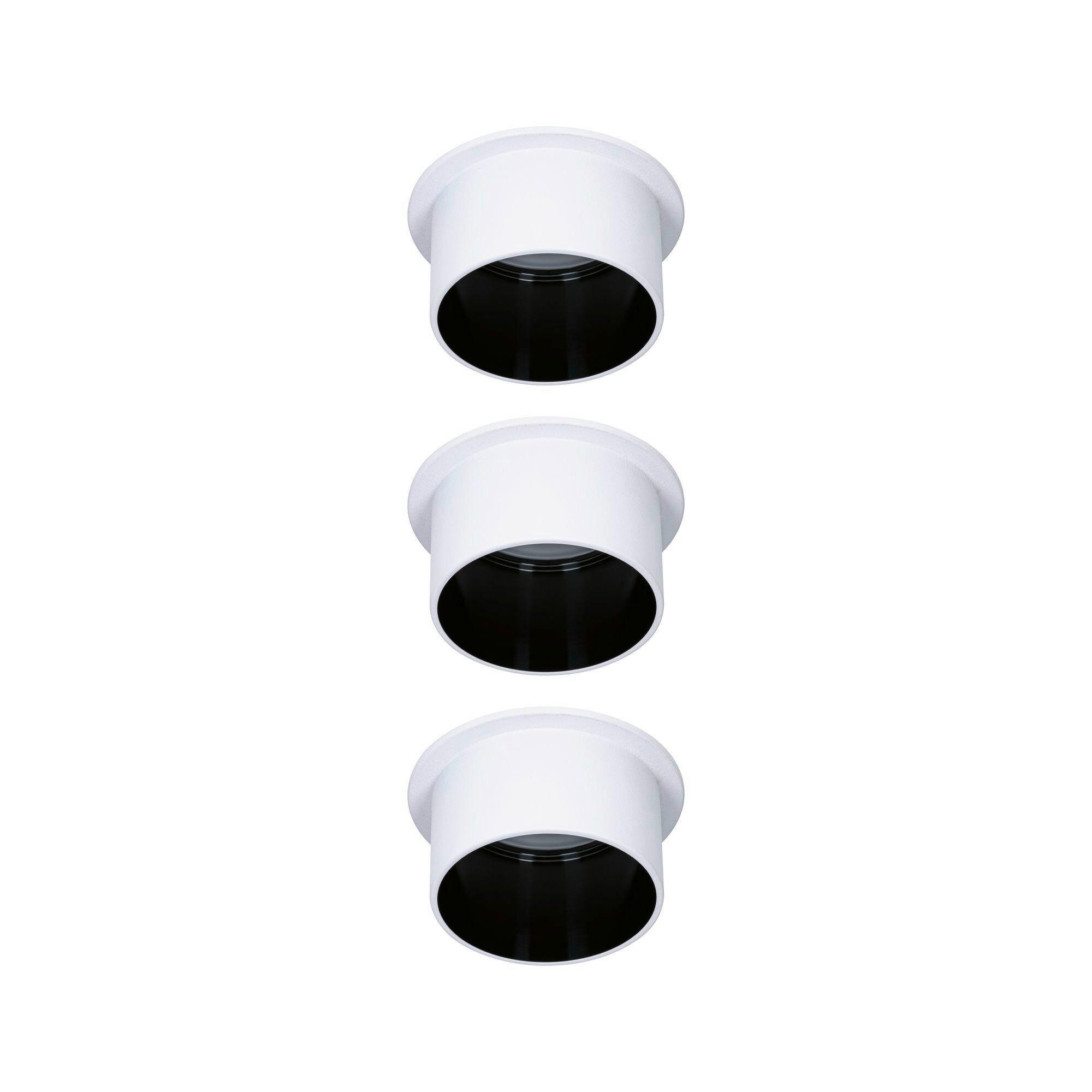 Deckenleuchte 3er-Set Ø 6,8 cm 3-Flammig, dimmbar - Schwarz/Weiß, Basics, Metall (6,8cm) - Paulmann