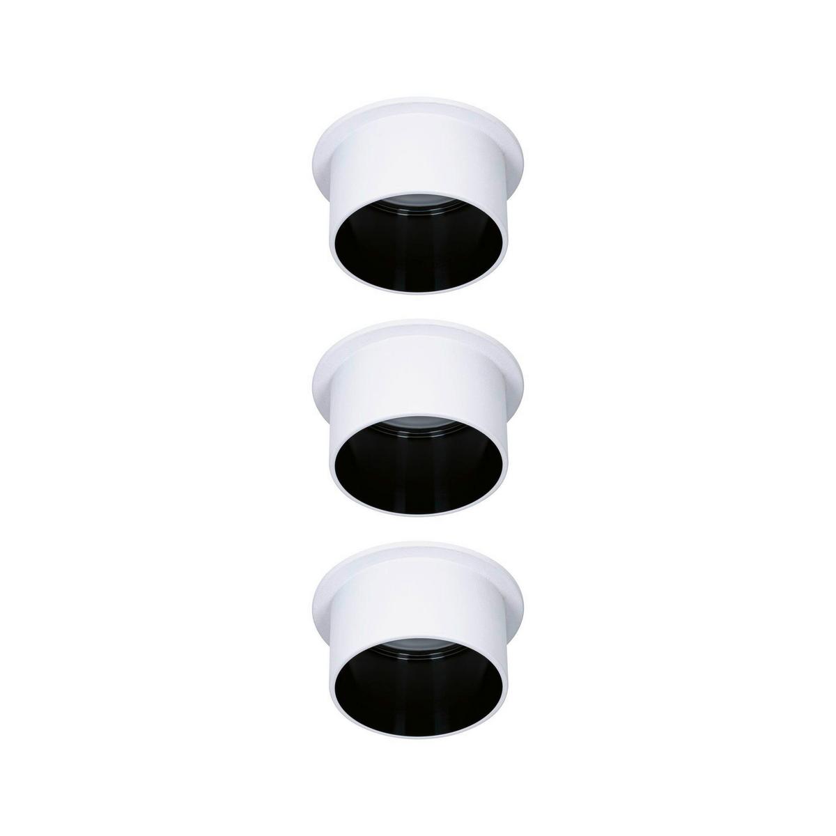Deckenleuchte 3er-Set Ø 6,8 cm 3-Flammig, dimmbar - Schwarz/Weiß, Basics, Metall (6,8cm) - Paulmann