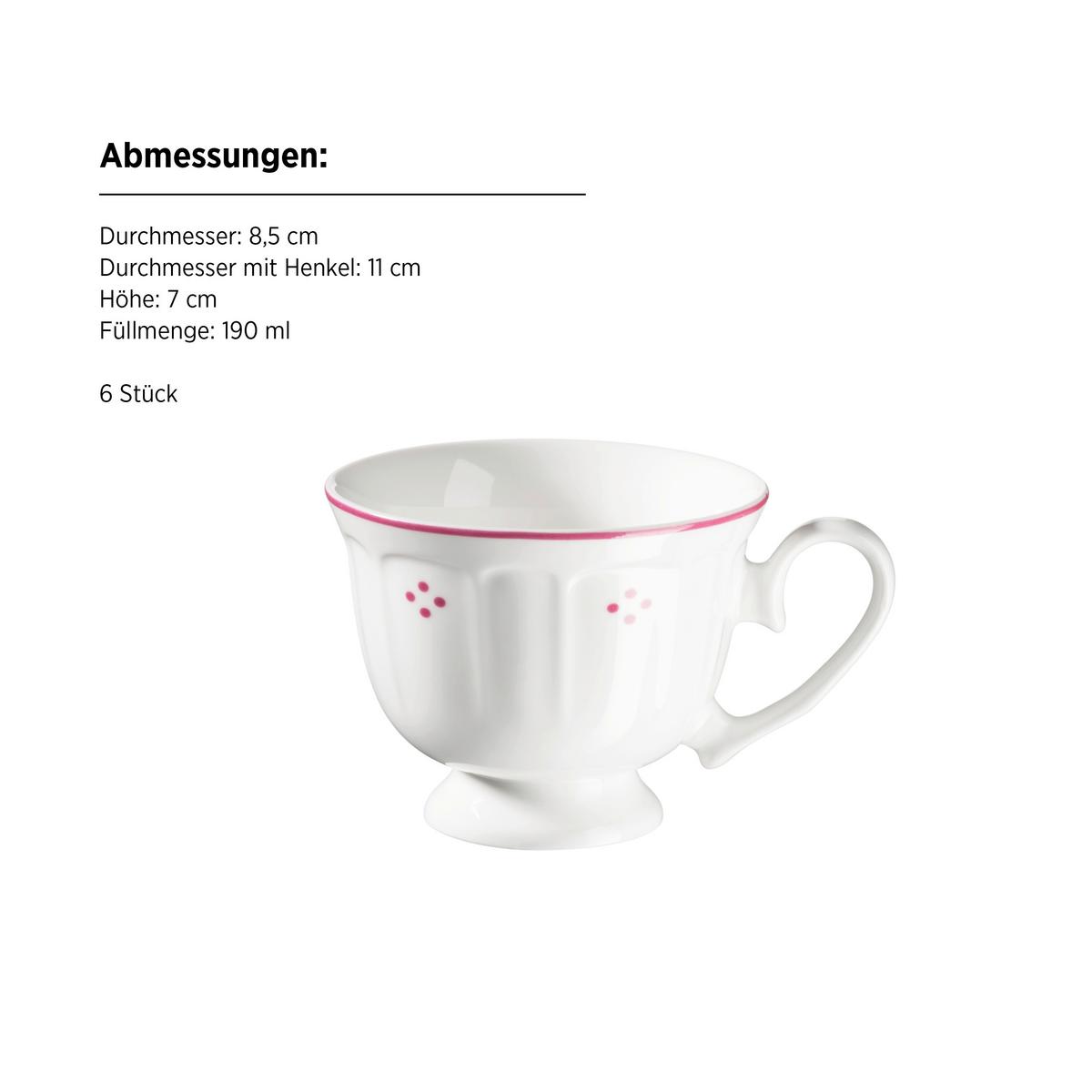 Kaffeeservice Lova Keramik, Rot/Weiß, 18-teilig - Rot/Weiß, Basics, Keramik - Mäser