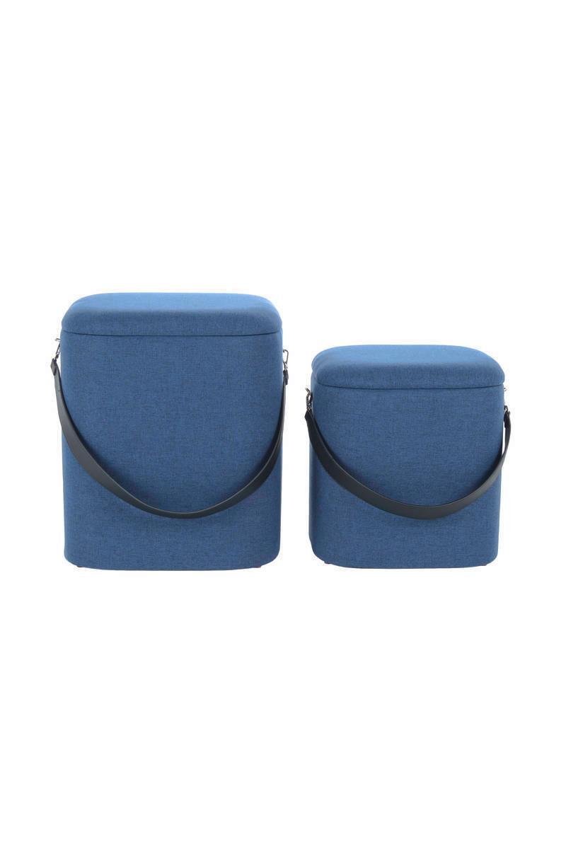 SADA TABURETIEK ARABELLA - modrá/čierna, Basics, textil/plast (35,5/44/35,5cm)