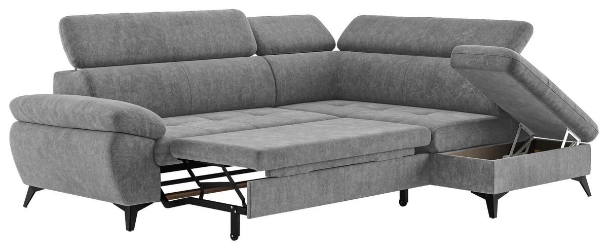 Ecksofa mit Bettkasten Hudson 265x207 cm Grau - Schwarz/Grau, Textil (265/207cm) - MID.YOU