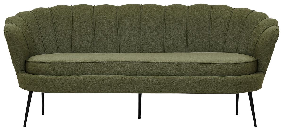 2-Sitzer-Sofa Calais - Schwarz/Olivgrün, Design, Textil/Metall (180/78.5/78cm) - Livetastic