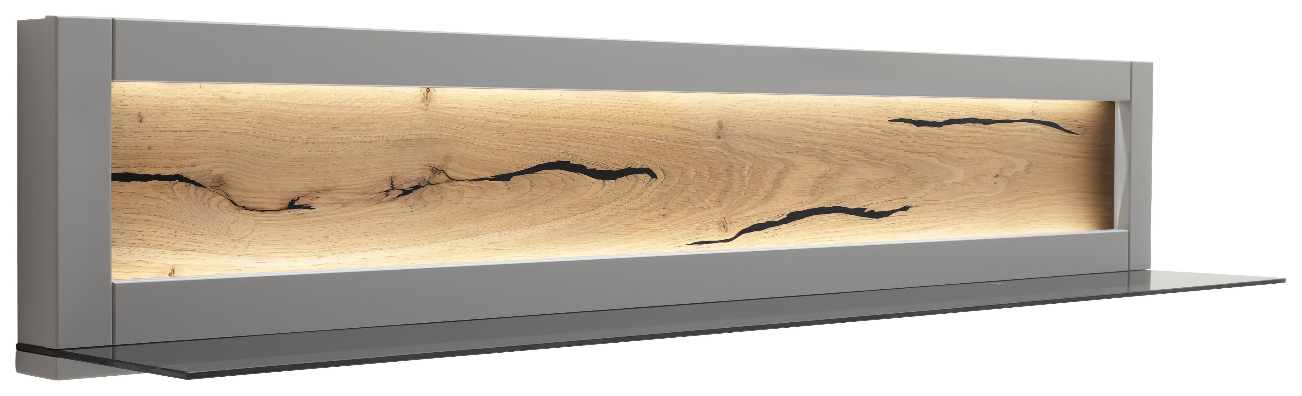 Wandboard Sevilla B: 150 cm Grau/Eichefarben - Eichefarben/Grau, Design, Glas/Holzwerkstoff (150/28/25cm) - MID.YOU