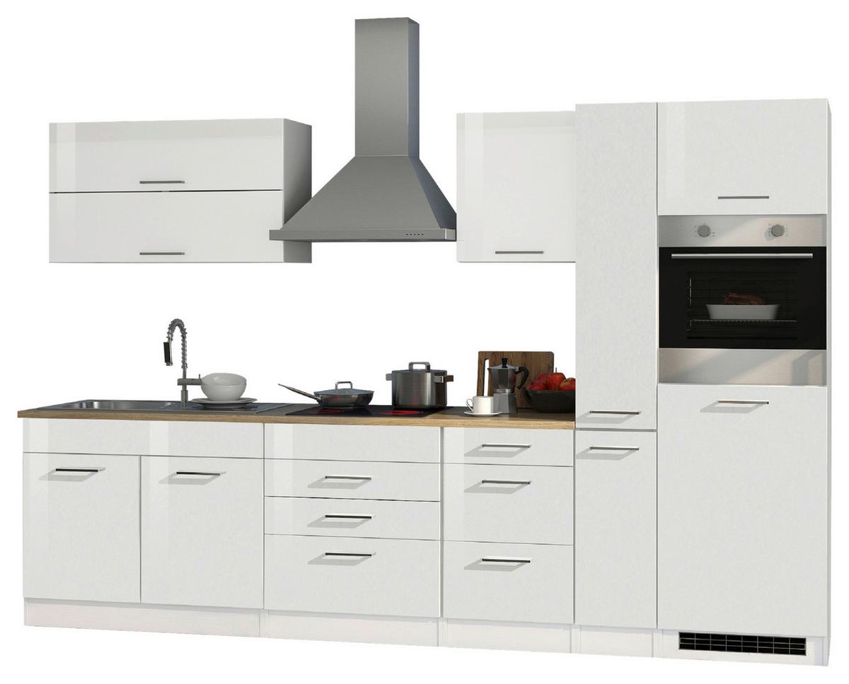 Küchenblock Mailand Weiß B: 320 cm - Weiß Hochglanz/Weiß, MODERN, Holzwerkstoff (320cm) - Held