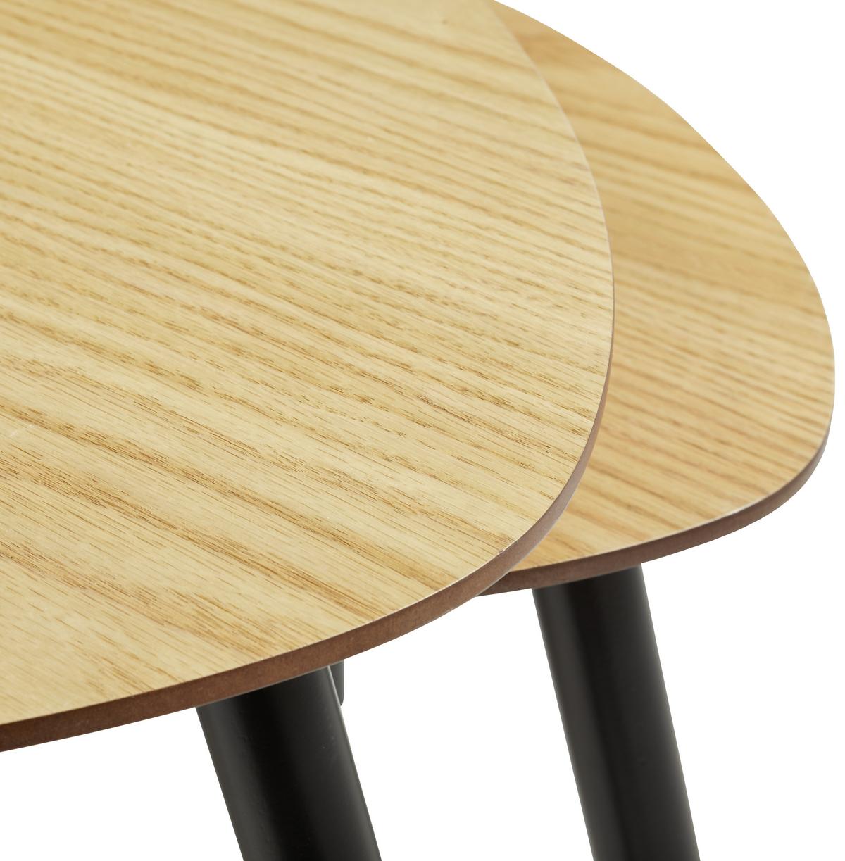 Beistelltisch 2er-set Aars, Eiche/schwarz - Schwarz/Naturfarben, LIFESTYLE, Holz/Holzwerkstoff (40/80/40/60/40/48cm) - MID.YOU