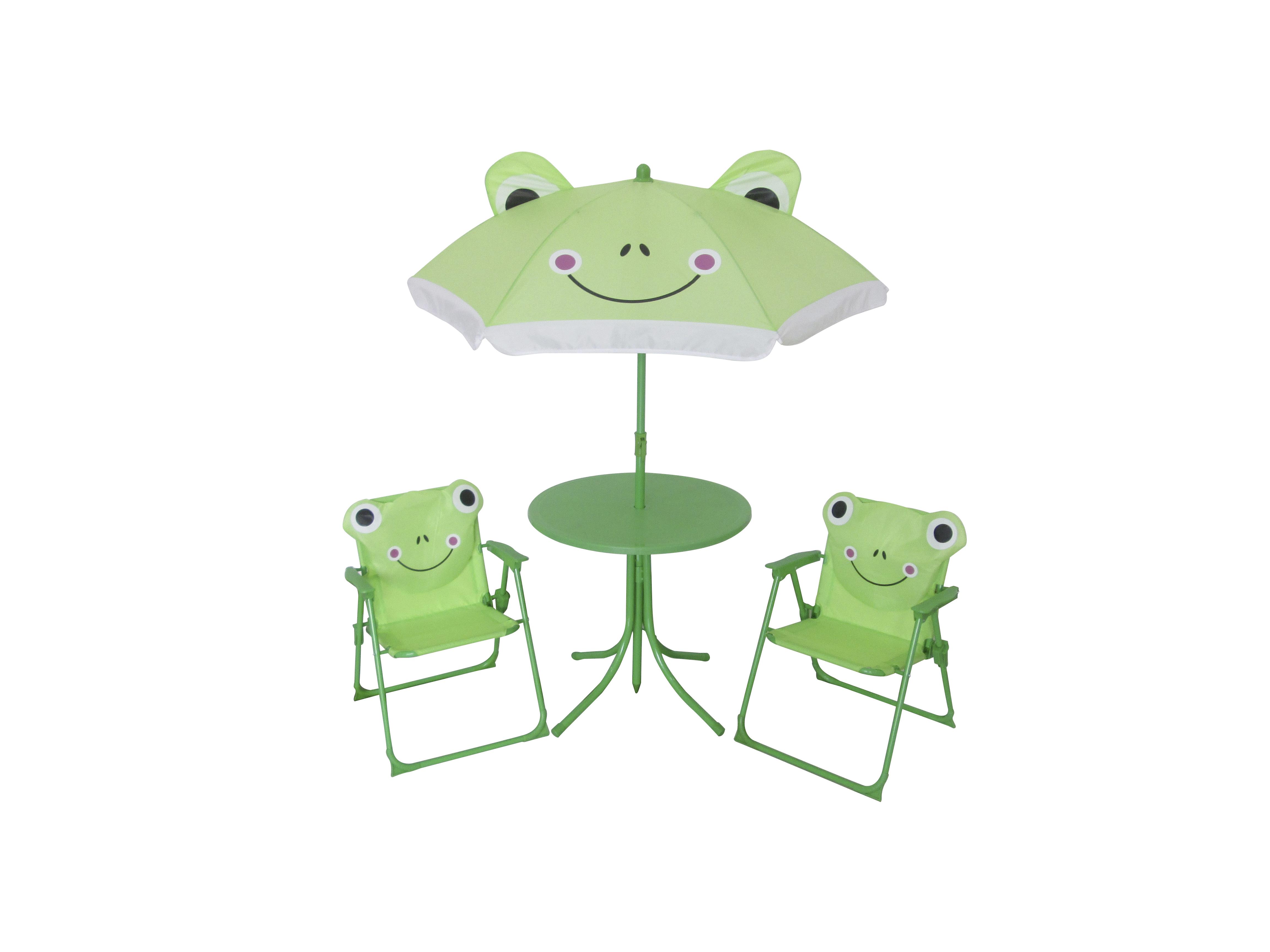 Kindersitzgruppe Frog Grün Stahl Mit Sonnenschirm - Grün, Basics, Metall