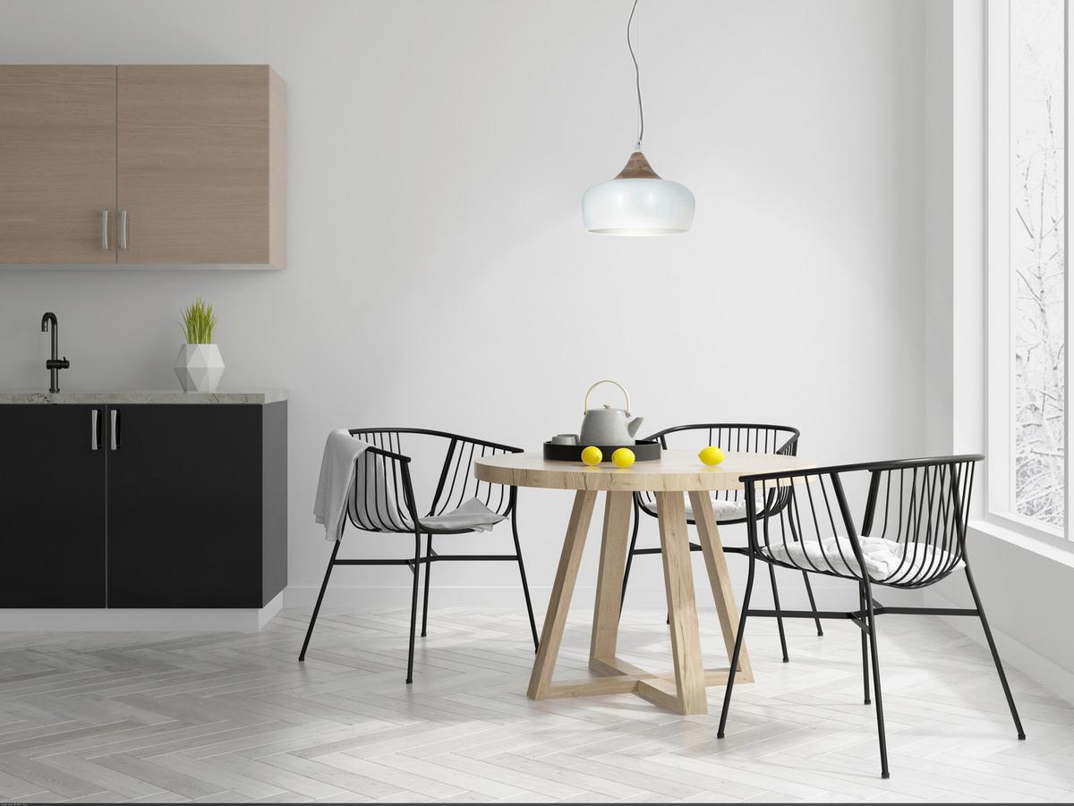 Hängeleuchte Jaipur H: 34 cm 1-Flammig, Weiß/Holz Dekor - Weiß, KONVENTIONELL, Holzwerkstoff/Metall (30/34cm) - Näve