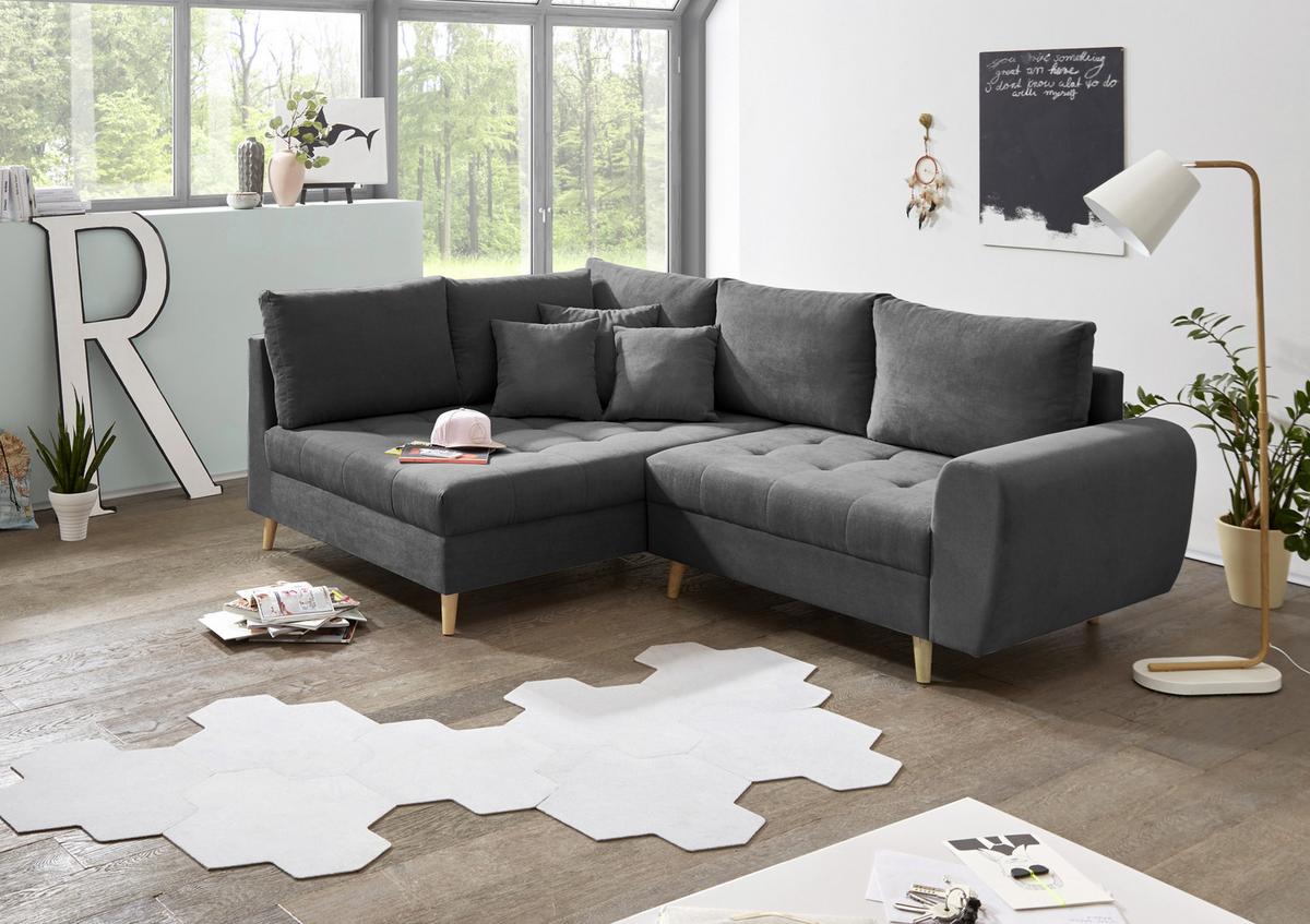 Sedací souprava Alice antracitová - barvy borovice/antracitová, Konvenční, dřevo/kompozitní dřevo (175/249cm) - MID.YOU