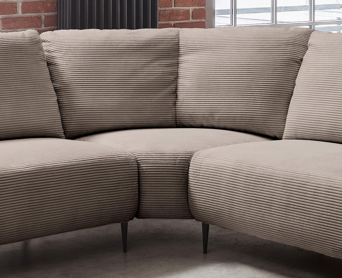 Ecksofa Vanilla Graubraun S: 294x256 Cm - Graubraun/Schwarz, Design, Textil (294/256cm) - Livetastic